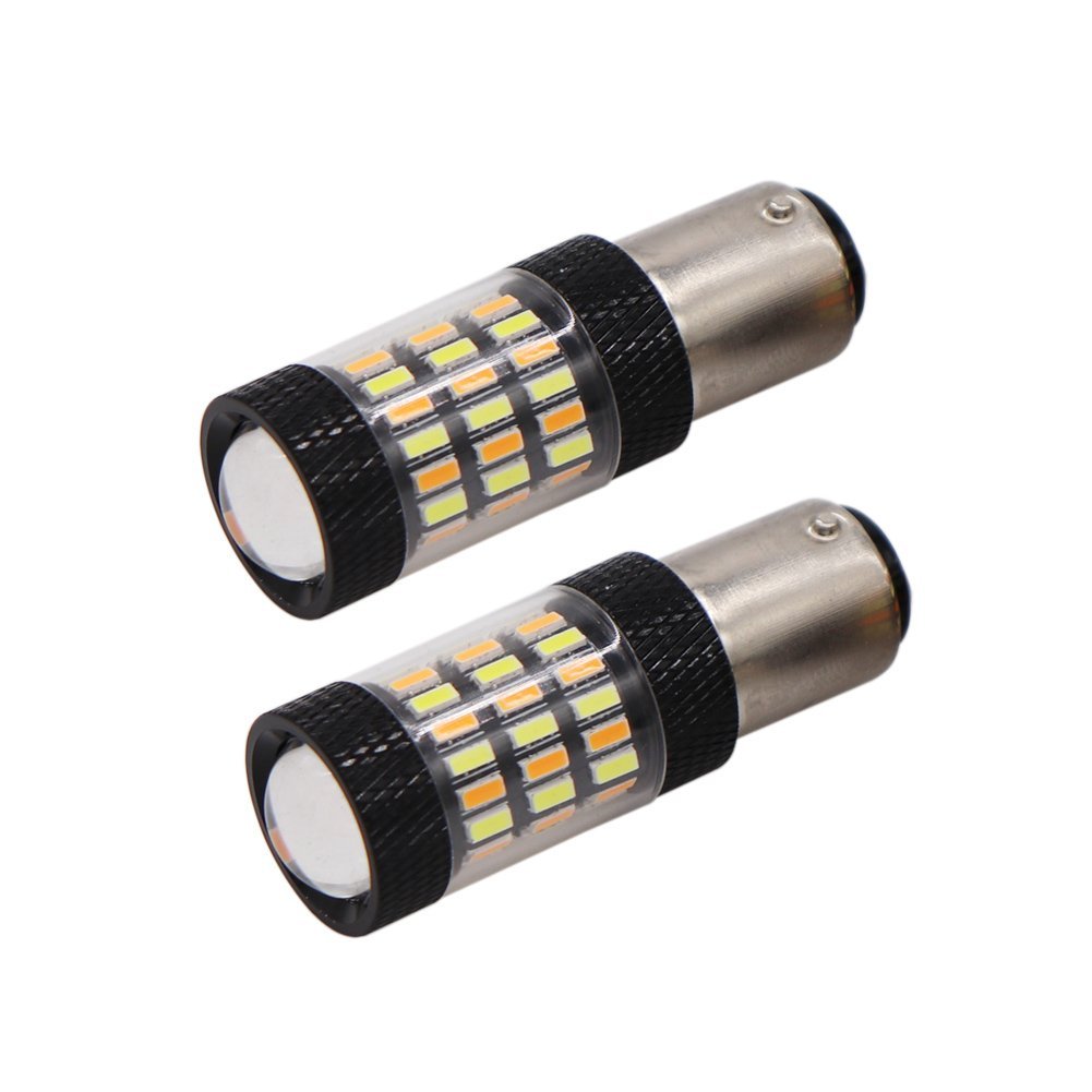 Aolyty 2pcs White Amber Dual Color Switchback LED Turn Signal Light 1157 High Power Super Bright Replacement Bulbs
